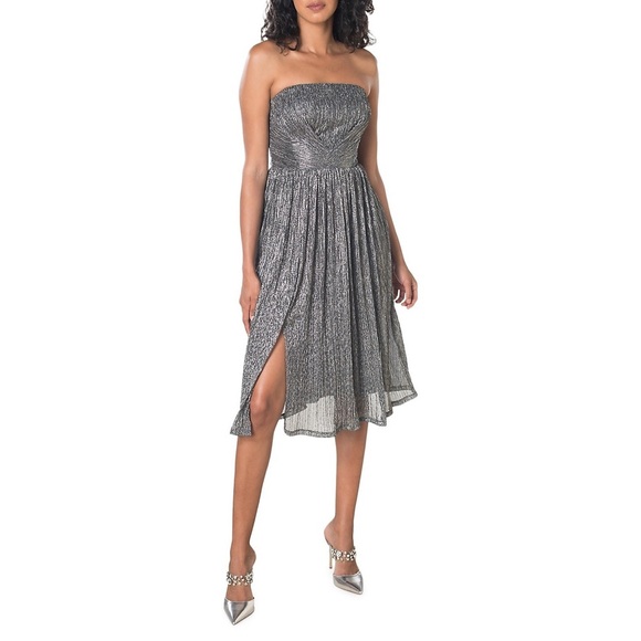 NWOT Dress The Population ‘Nadine’ Strapless Dress in Gold/Green Size Small - Picture 10 of 13